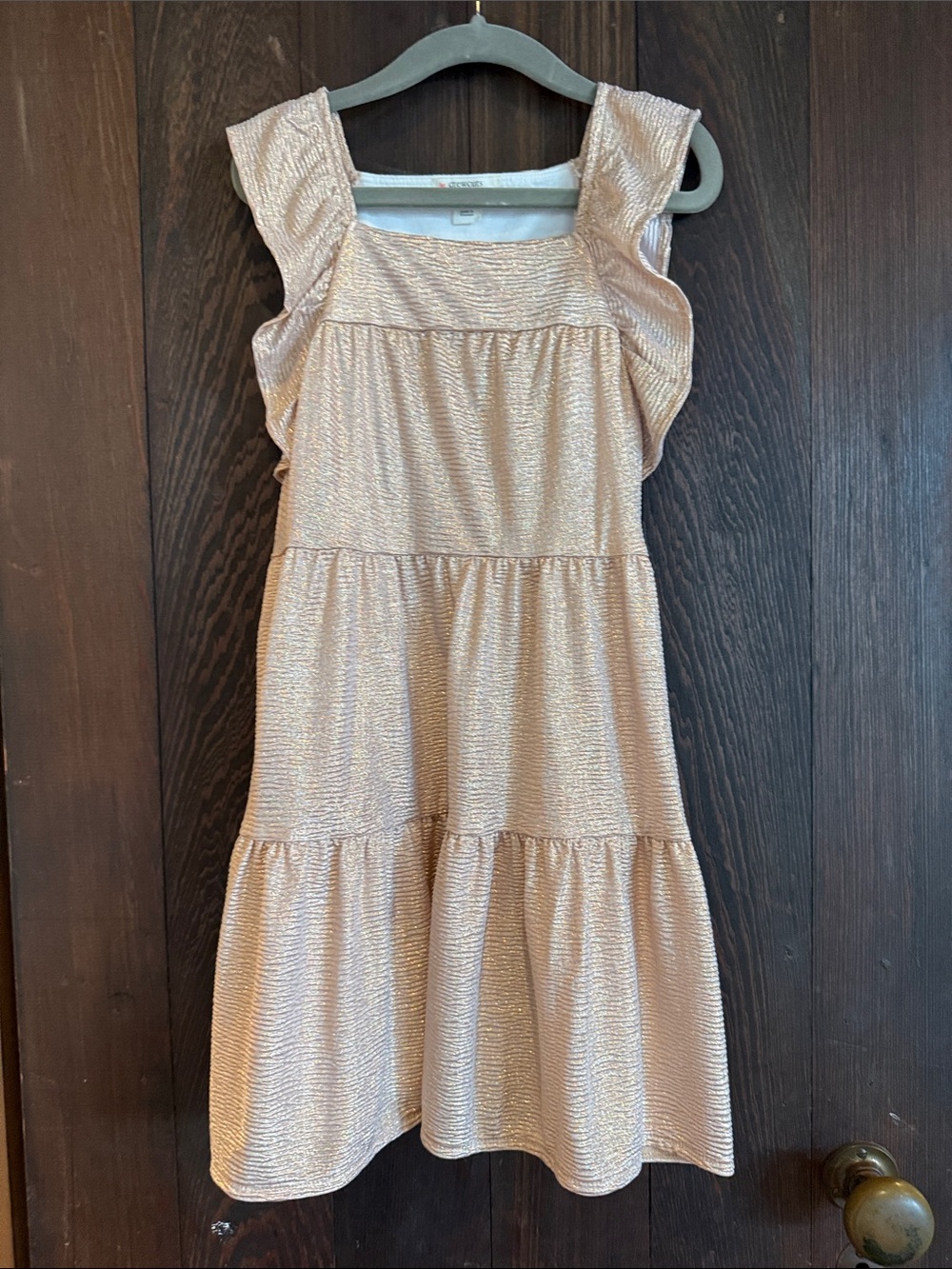 Crewcuts Shimmery Blush Tiered Ruffle Dress